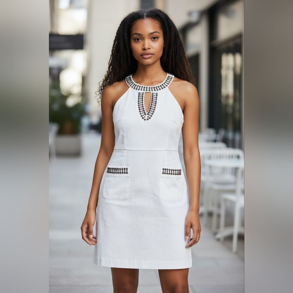 Milly of New York Cream White Studded Mini Dress Size 6